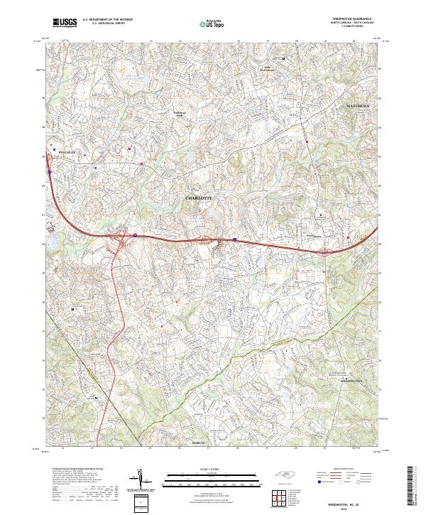 Weddington, NC-SC — USGS 7.5-minute topo (2022)