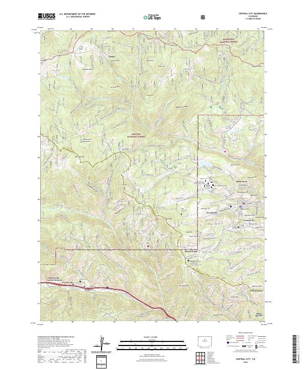 Central City, CO — USGS 7.5-minute topo (2022)