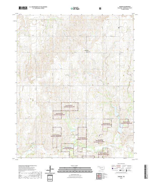Durham, OK — USGS 7.5-minute topo (2022)
