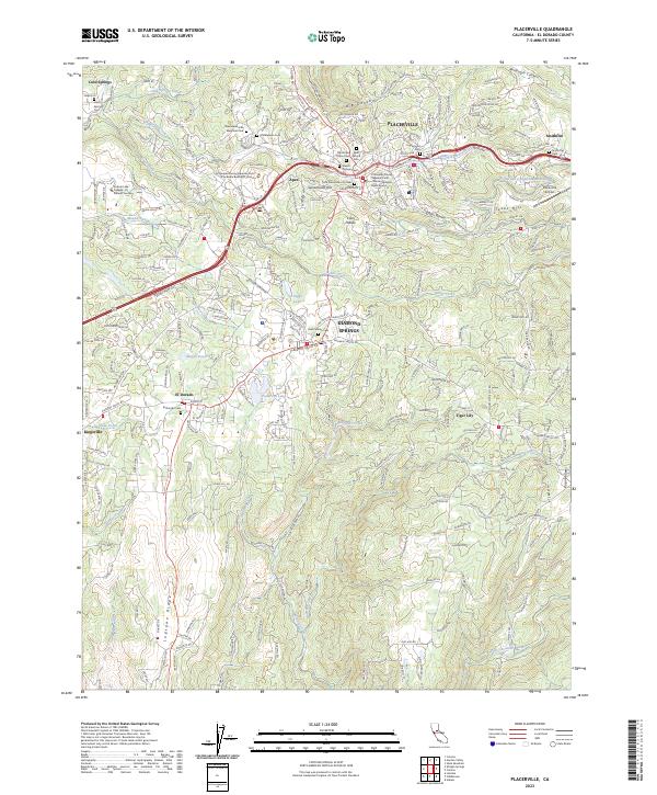 Placerville, CA — USGS 7.5-minute topo (2023)