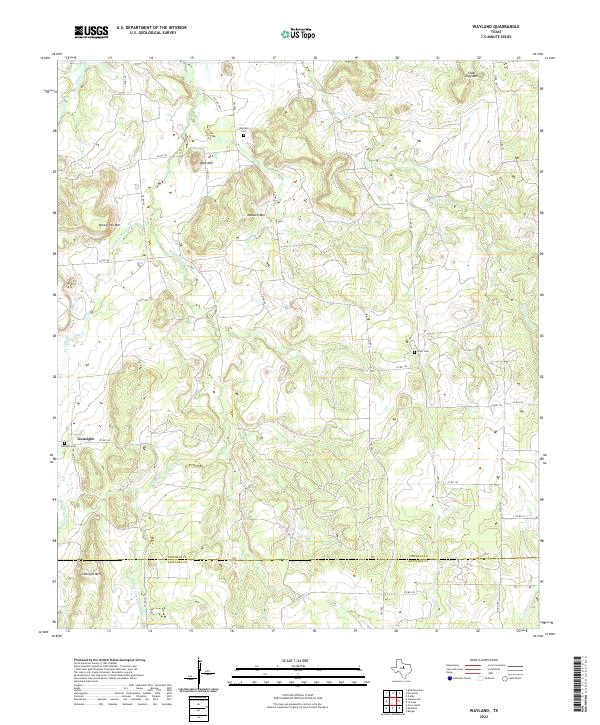 Wayland, TX — USGS 7.5-minute topo (2022)