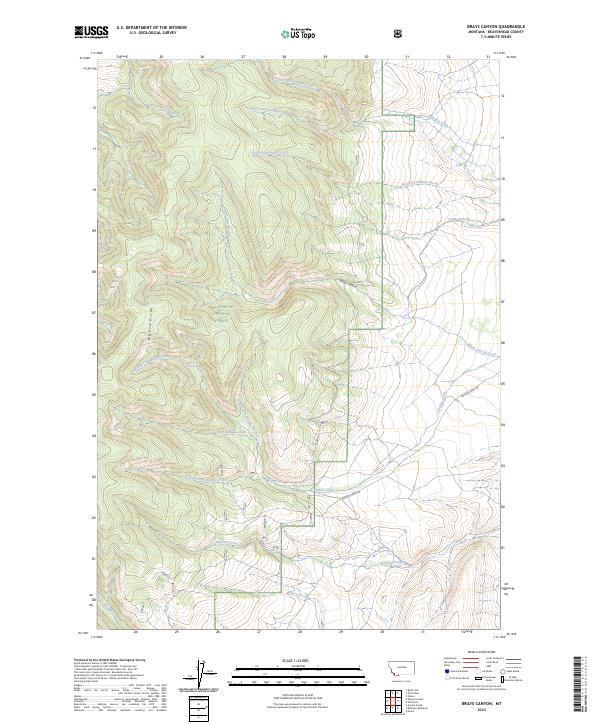 Brays Canyon, MT — USGS 7.5-minute topo (2024)