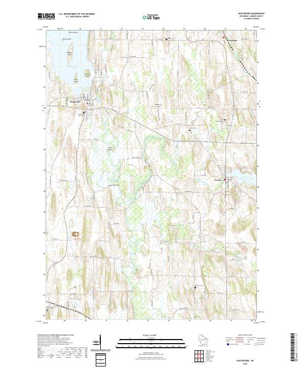 Hustisford, WI — USGS 7.5-minute topo (2022)