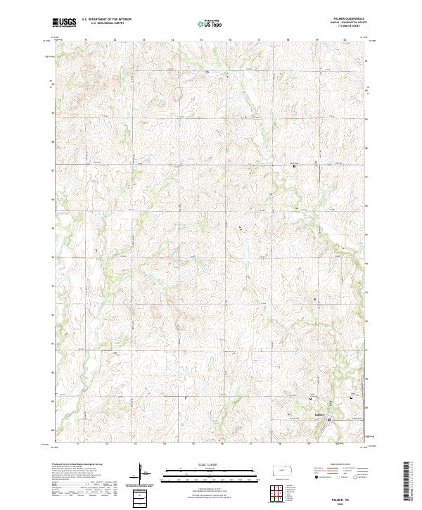 Palmer, KS — USGS 7.5-minute topo (2022)