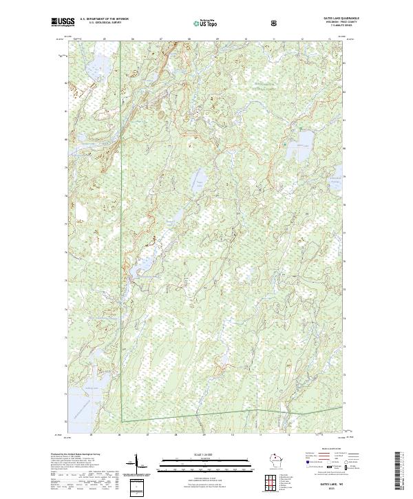 Gates Lake, WI — USGS 7.5-minute topo (2023)