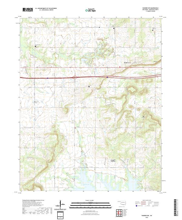 Warner NW, OK — USGS 7.5-minute topo (2022)