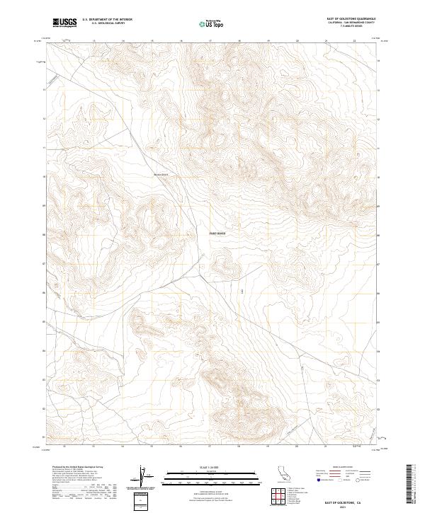 East of Goldstone, CA — USGS 7.5-minute topo (2021)