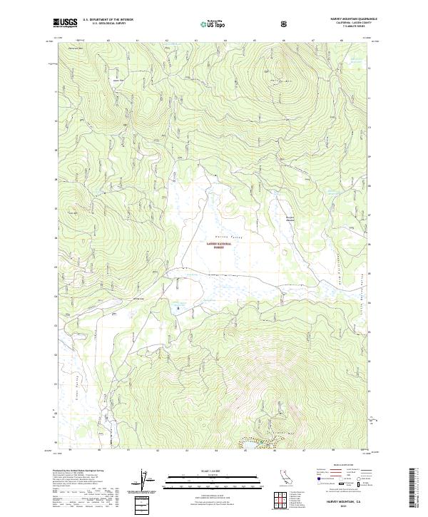 Harvey Mountain, CA — USGS 7.5-minute topo (2021)