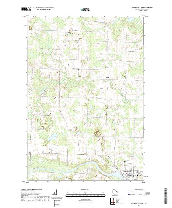 Oconto Falls North, WI — USGS 7.5-minute topo (2022)