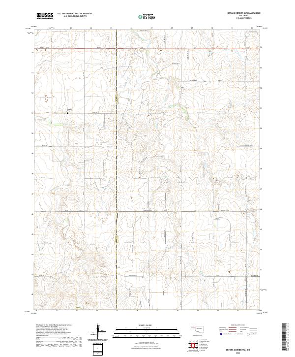 Bryans Corner SW, OK — USGS 7.5-minute topo (2022)