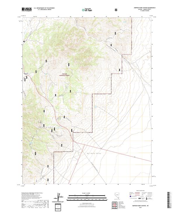 Simpson Park Canyon, NV — USGS 7.5-minute topo (2021)