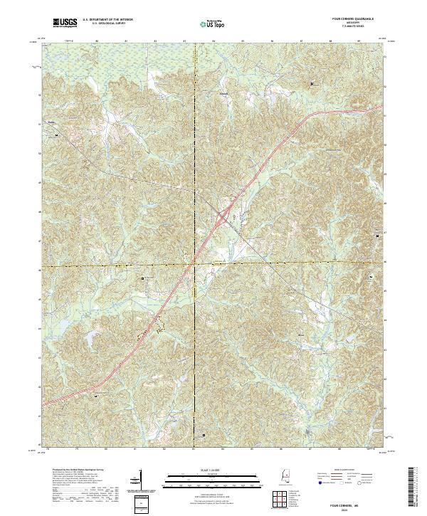 Four Corners, MS — USGS 7.5-minute topo (2024)