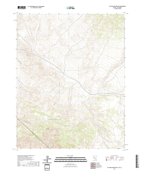Sylvania Mountains, NV-CA — USGS 7.5-minute topo (2021)