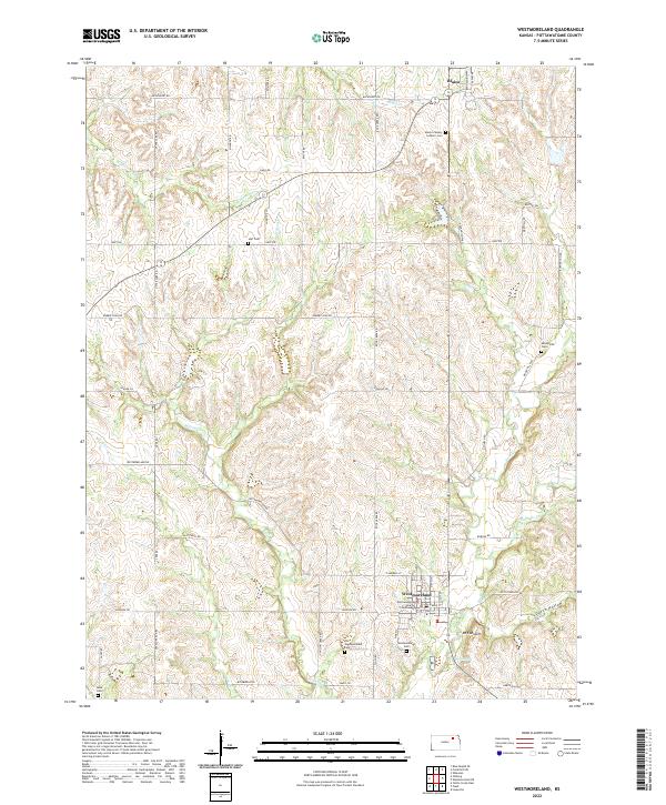 Westmoreland, KS — USGS 7.5-minute topo (2022)