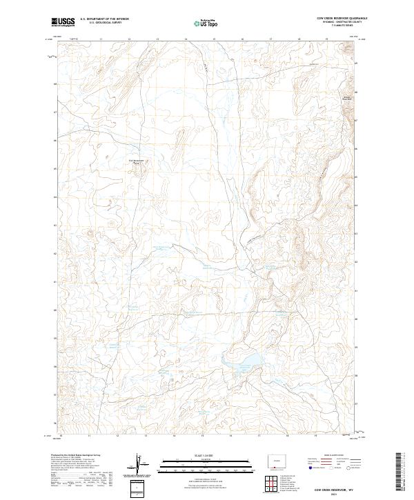 Cow Creek Reservoir, WY — USGS 7.5-minute topo (2021)