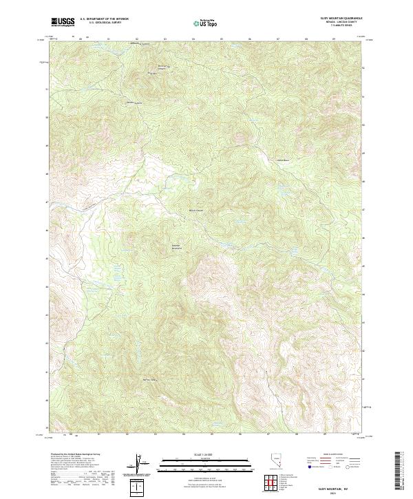 Slidy Mountain, NV — USGS 7.5-minute topo (2021)