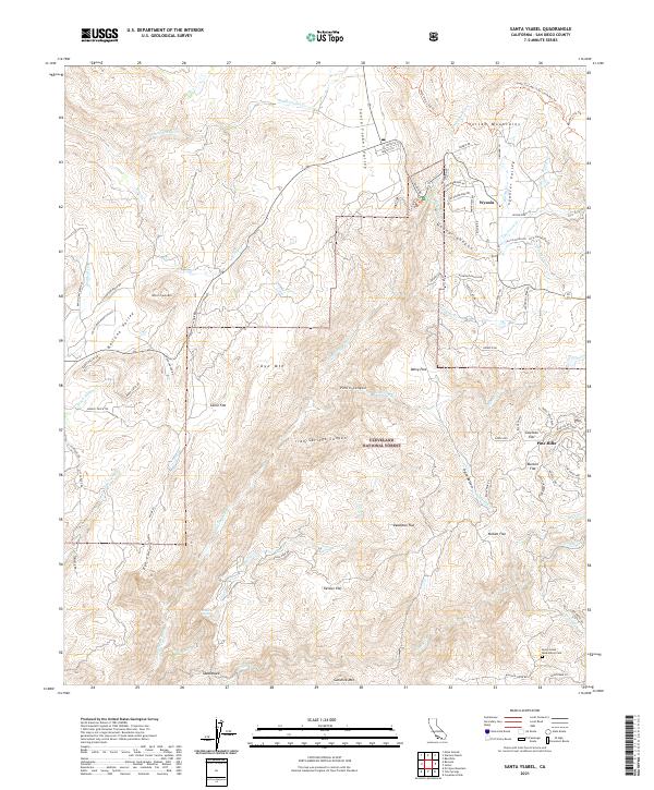 Santa Ysabel, CA — USGS 7.5-minute topo (2021)