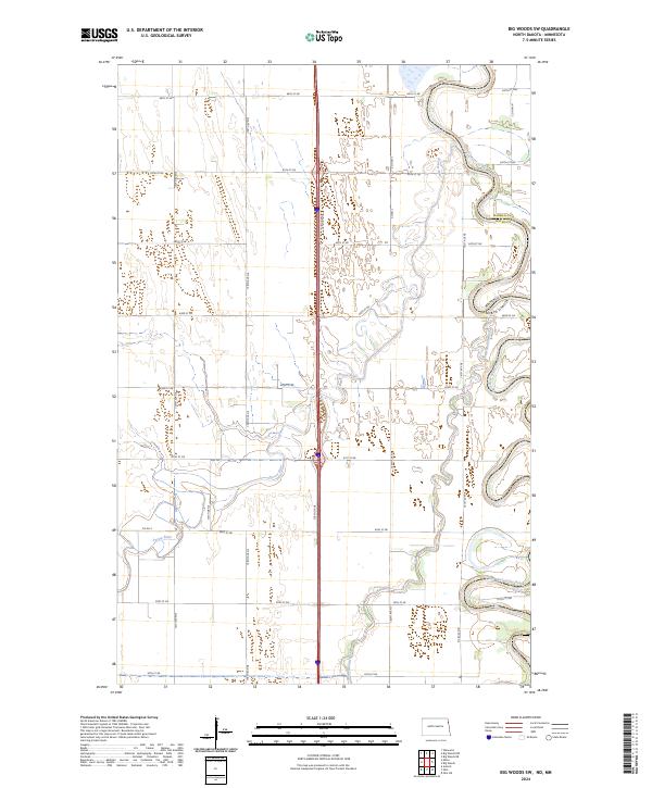 Big Woods SW, ND-MN — USGS 7.5-minute topo (2024)