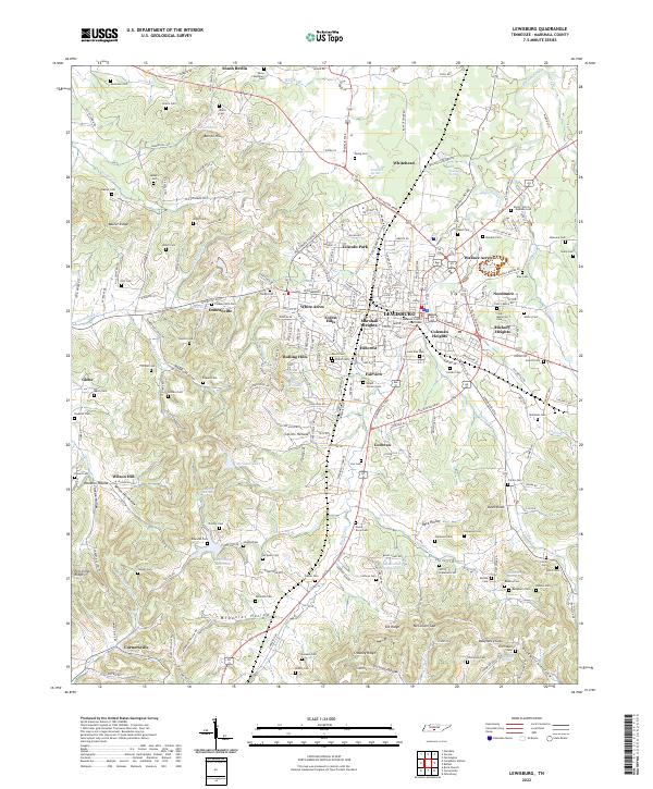 Lewisburg, TN — USGS 7.5-minute topo (2022)
