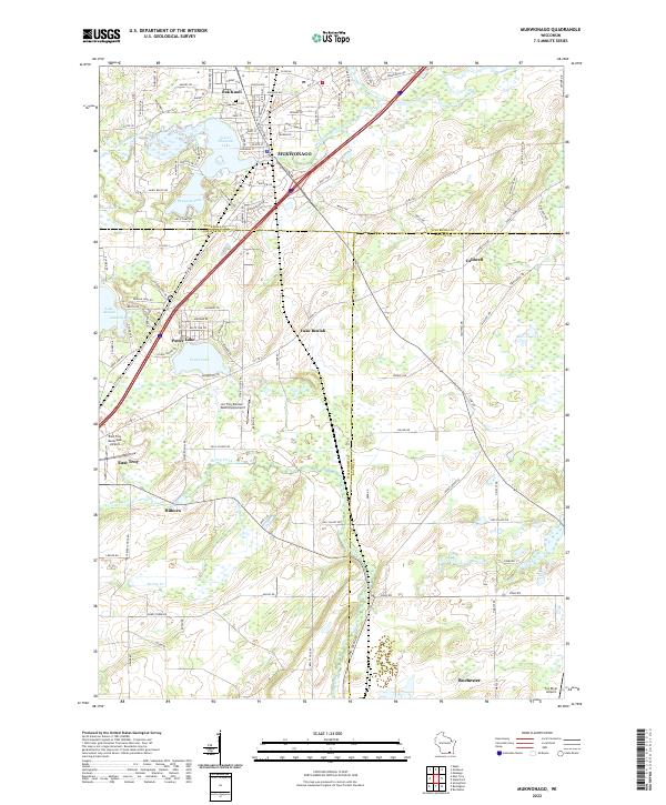 Mukwonago, WI — USGS 7.5-minute topo (2022)