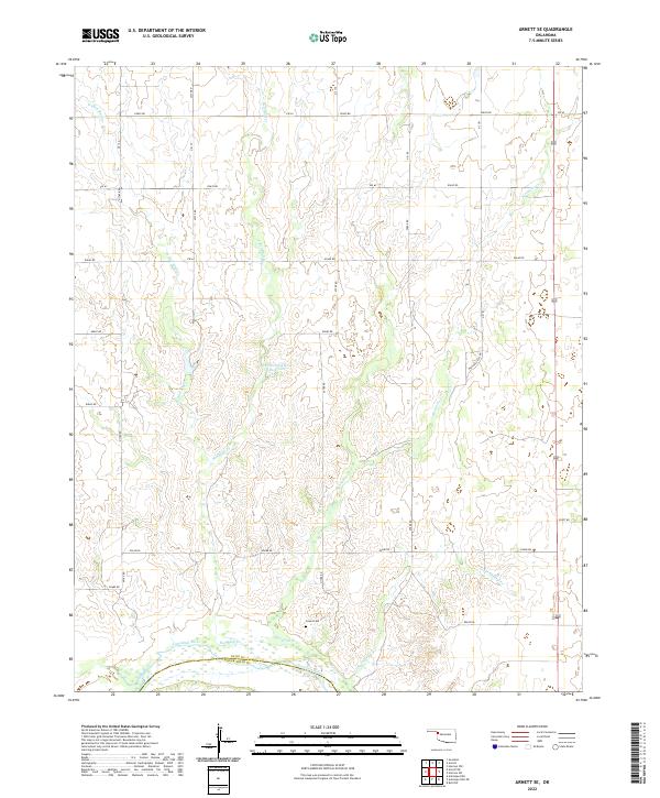 Arnett SE, OK — USGS 7.5-minute topo (2022)