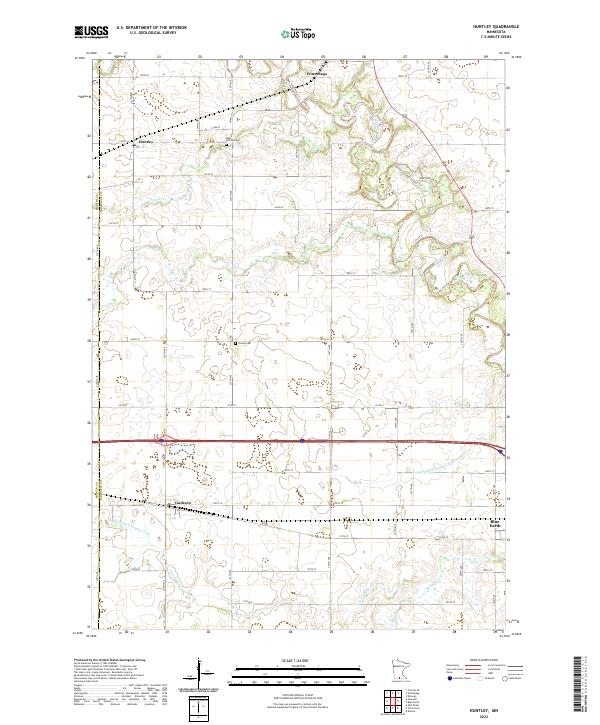 Huntley, MN — USGS 7.5-minute topo (2022)
