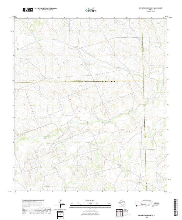Mesteno Creek North, TX — USGS 7.5-minute topo (2022)