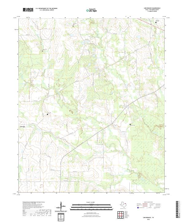 Line Branch, TX — USGS 7.5-minute topo (2022)