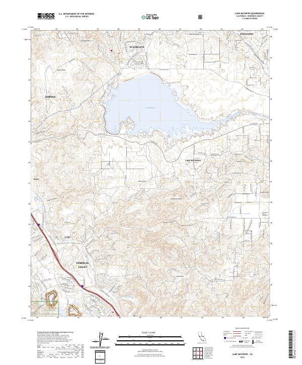Lake Mathews, CA — USGS 7.5-minute topo (2023)