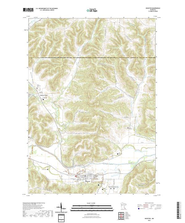 Houston, MN — USGS 7.5-minute topo (2022)