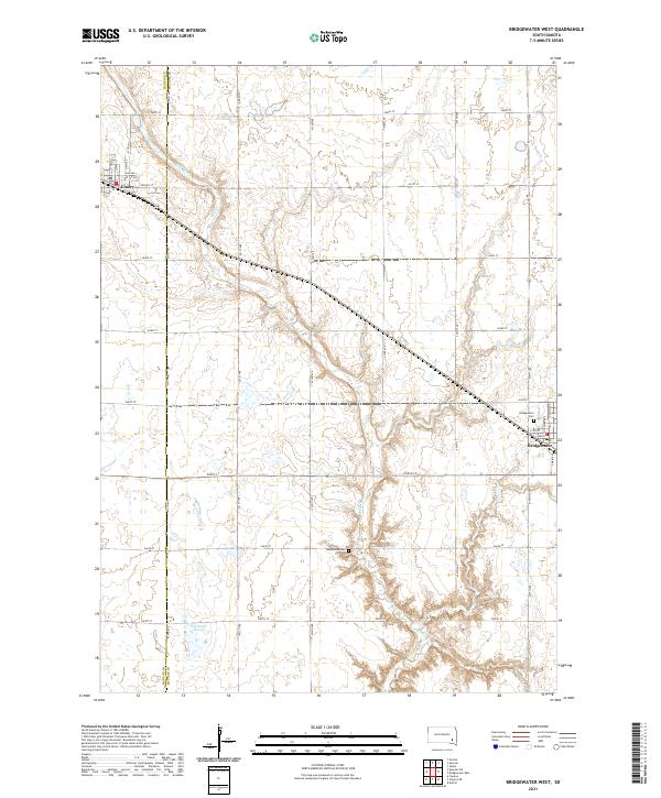 Bridgewater West, SD — USGS 7.5-minute topo (2021)