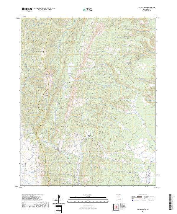 Ash Mountain, NM — USGS 7.5-minute topo (2023)