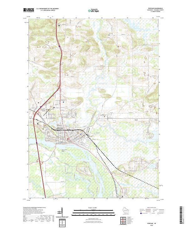 Portage, WI — USGS 7.5-minute topo (2022)
