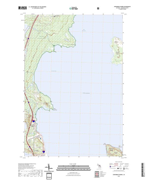Evergreen Shores, MI — USGS 7.5-minute topo (2023)