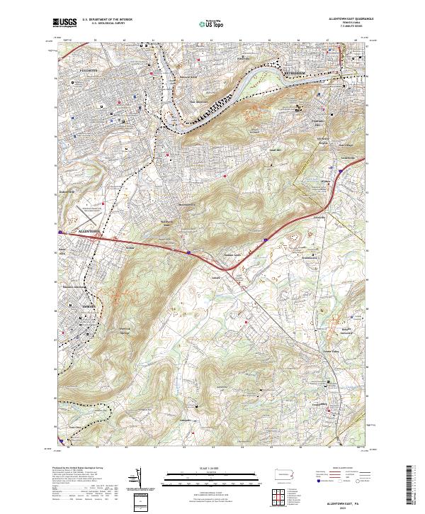 Allentown East, PA — USGS 7.5-minute topo (2023)