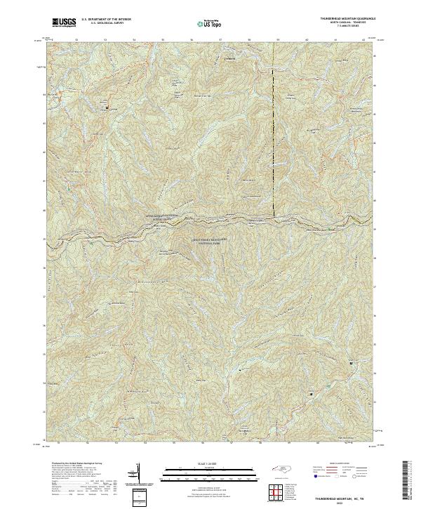 Thunderhead Mountain, NC-TN — USGS 7.5-minute topo (2022)
