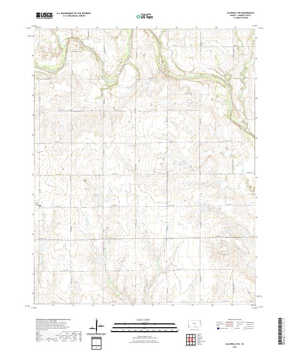 Caldwell NW, KS — USGS 7.5-minute topo (2022)