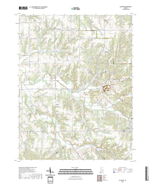 Blocher, IN — USGS 7.5-minute topo (2022)