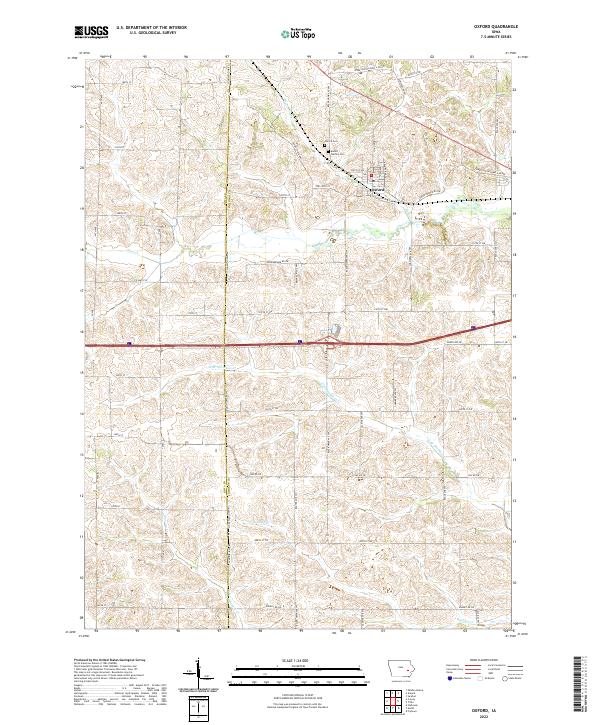 Oxford, IA — USGS 7.5-minute topo (2022)