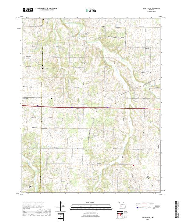 Halltown NE, MO — USGS 7.5-minute topo (2021)
