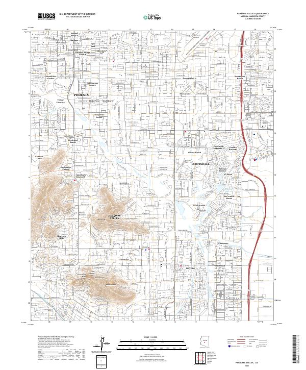 Paradise Valley, AZ — USGS 7.5-minute topo (2021)