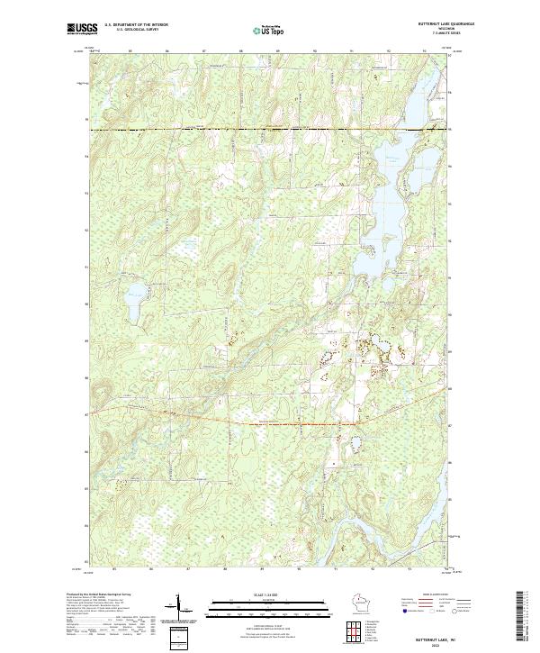 Butternut Lake, WI — USGS 7.5-minute topo (2022)
