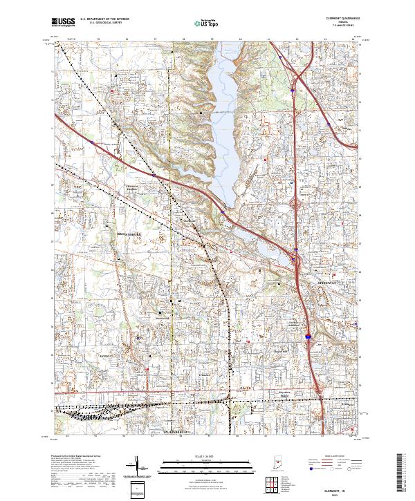 Clermont, IN — USGS 7.5-minute topo (2022)
