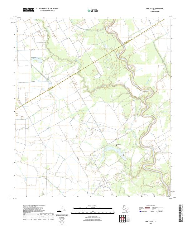 Lane City SE, TX — USGS 7.5-minute topo (2022)