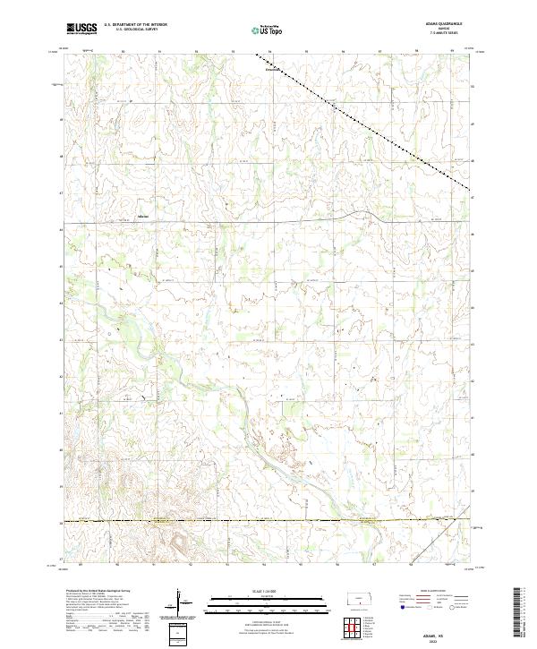 Adams, KS — USGS 7.5-minute topo (2022)