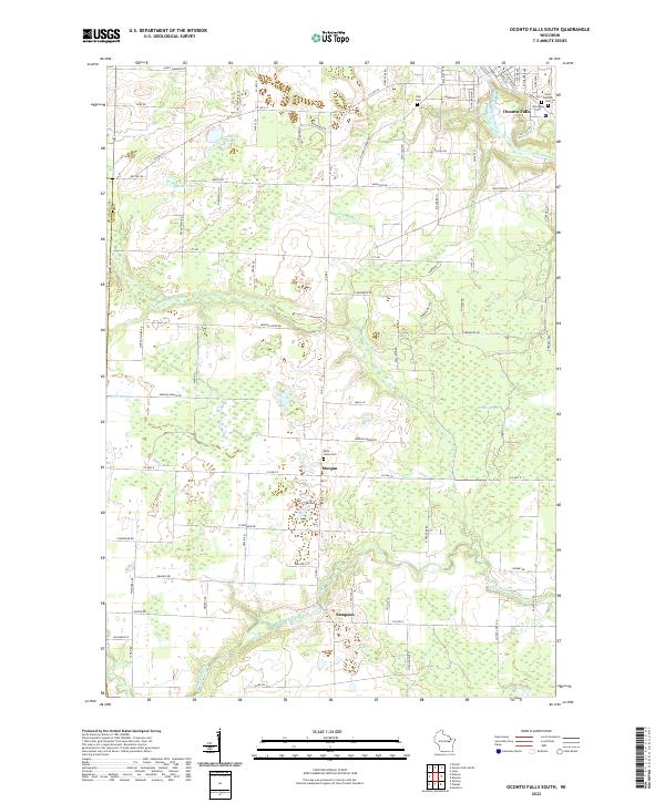 Oconto Falls South, WI — USGS 7.5-minute topo (2022)
