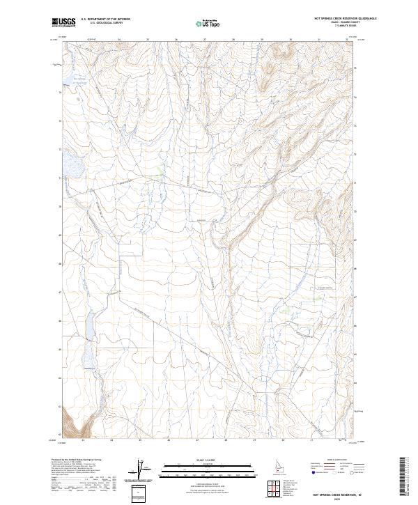 Hot Springs Creek Reservoir, ID — USGS 7.5-minute topo (2023)