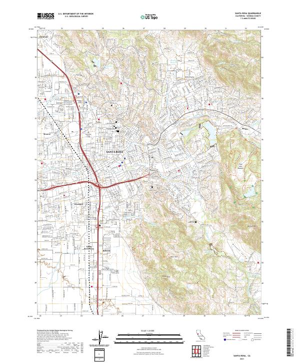 Santa Rosa, CA — USGS 7.5-minute topo (2021)