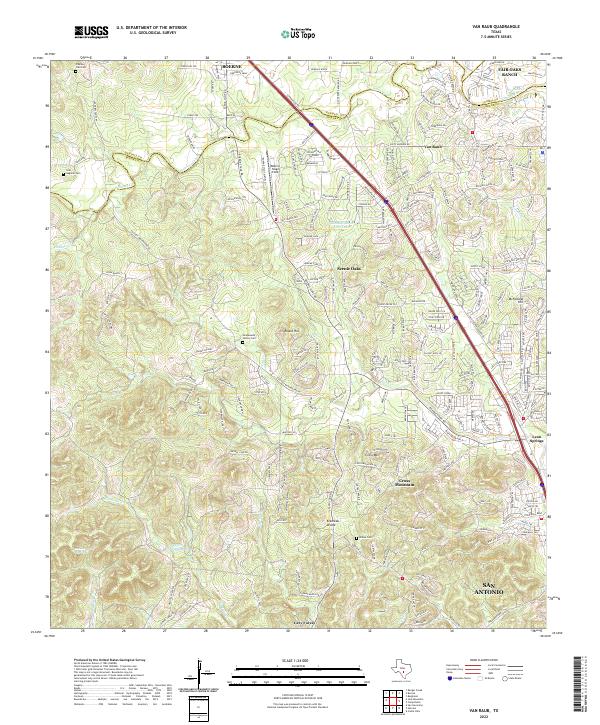 Van Raub, TX — USGS 7.5-minute topo (2022)