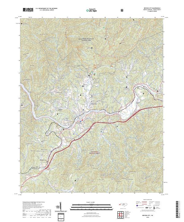 Bryson City, NC — USGS 7.5-minute topo (2022)